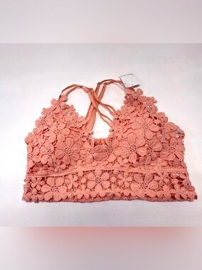 NWT Anemone Floral Crochet Daisy Longline Bralette - Size Large